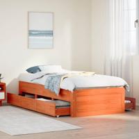 Bedframe zonder matras met lades grenenhout wasbruin 100x200 cm - thumbnail