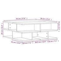 Salontafel 70x70x29 cm bewerkt hout bruin eikenkleur - thumbnail