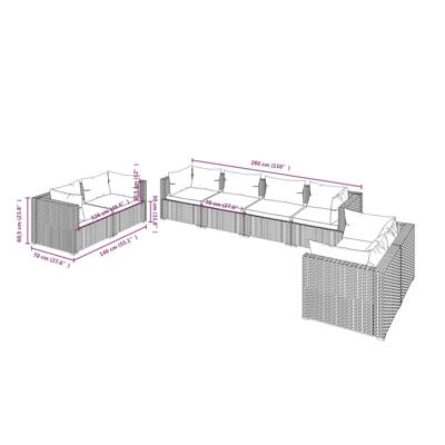 6-delige Loungeset met kussens poly rattan bruin - thumbnail