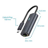 Rapoo UCA-1006 USB Type-C naar RJ-45 Zwart - thumbnail