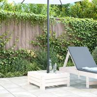 Parasolvoetbedekking massief grenenhout wit - thumbnail