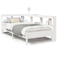 Bed met boekenkast zonder matras grenenhout wit 100x200 cm - thumbnail