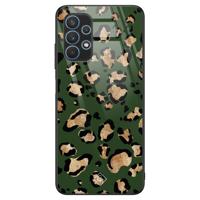 Samsung Galaxy A32 5G glazen hardcase - Luipaard groen - thumbnail