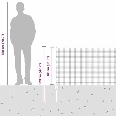 VidaXL Hek met paal grijs 0,8 x 10 m staal en pvc