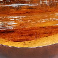 Salontafel komvormig met stalen frame gerecycled hout - thumbnail