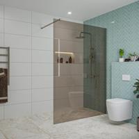 Fortifura Galeria inloopdouche - 140x200cm - rookglas - wandarm - Geborsteld Gunmetal PVD SW797946/SW797907 - thumbnail