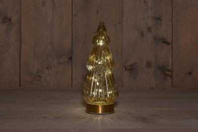 B.O.T. Tree Glass 10X23,5 cm Amber With Golden Base 10Led kerstverlichting Anna's Collection - Annas collection