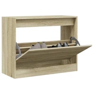 VidaXL Schoenenkast 80x34x63 cm bewerkt hout sonoma eikenkleurig VidaXL Schoenenkast 80x34x63 cm bewerkt hout sonoma eikenkleurig