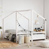 Kinderbedframe 2x(80x160) cm massief grenenhout wit - thumbnail