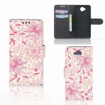 Microsoft Lumia 650 Hoesje Pink Flowers | Portemonnee hoesje