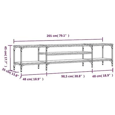 Tv-meubel 201x35x45 cm bewerkt hout en ijzer grijs sonoma eiken
