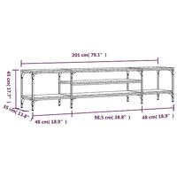 Tv-meubel 201x35x45 cm bewerkt hout en ijzer gerookt eikenkleur - thumbnail