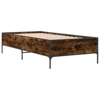 Bedframe bewerkt hout en metaal gerookt eikenkleurig 90x190 cm - thumbnail