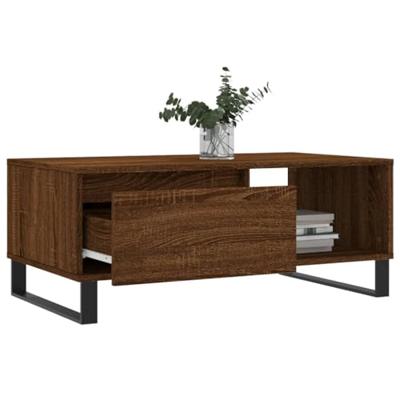 Salontafel 90x50x36,5 cm bewerkt hout bruineikenkleurig Salontafel 90x50x36,5 cm bewerkt hout bruineikenkleurig