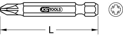 KS Tools 911.2232 9112232 Kruis-bit PZ 2 Vernikkeld E 6.3 5 stuk(s)