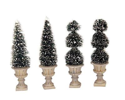 Lemax cone-shaped & sculpted topiaries s/4 kerstdorp accessoire 2003