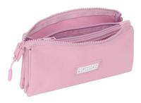 Pennenetui met 3 vakken Munich Basic Roze 22 x 12 x 3 cm - thumbnail
