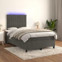 Boxspring met matras en LED fluweel donkergrijs 120x200 cm - thumbnail