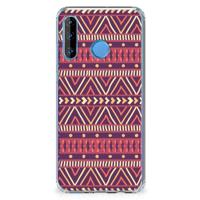 Huawei P30 Lite Doorzichtige Silicone Hoesje Aztec Paars - thumbnail