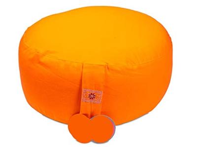 Yogi & Yogini Meditatiekussen Rond Katoen Oranje - 33 x 17 cm