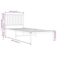 Bedframe met hoofdbord metaal wit 80x200 cm - thumbnail