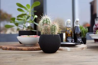Capi Bloempot Vaas Bol Groove Goud-Zwart Ø13cm