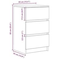 Nachtkastje met 3 lades 39x35x65 cm zwart - thumbnail