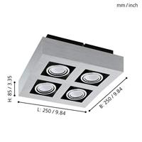 Eglo Led plafondspotLoke 1 4-lichts led metaalgrijs - 91355 - thumbnail