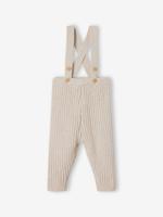 Tricot babylegging met bretels gemêleerd beige - thumbnail