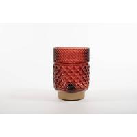 lantern Glass 12 x 17,5 cm Burgundy With Golden Base Led B Anna's Collection - Annas collection - thumbnail