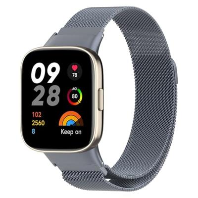 By Qubix - Milanese bandje - Space grey - Compatible met Xiaomi Redmi Watch 3 - Compatible Xiaomi bandje