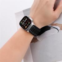 By Qubix - Nylon Wave band - Donkerblauw - Compatible met Apple Watch 38mm / 40mm / 41mm / 42mm - Compatible Apple watch bandjes - thumbnail