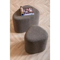 Leitmotiv [DL] Pouf Ada Wave bouclé Taupe Green - - thumbnail
