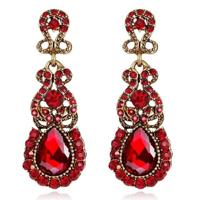 Klassieke Drop Oorbellen overdreven atmosferische legering Stud Oorbellen van ebben hout metaal kleur: rood - thumbnail