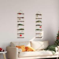 VidaXL Wanddecoraties laddervormig 2 st 30x100 cm naturel tak - thumbnail