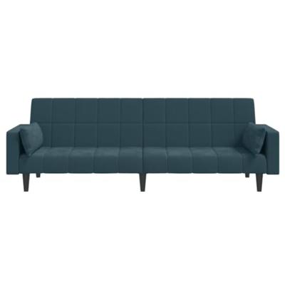 Slaapbank 2-zits met 2 kussens fluweel blauw