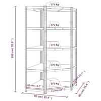 Hoekrek 5-laags staal & bewerkt hout antracietkleurig - thumbnail