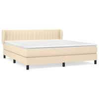 Boxspring met matras stof crèmekleurig 160x200 cm - thumbnail