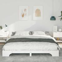 Bedframe met opslag Wit 200 x 210 cm Hout - thumbnail