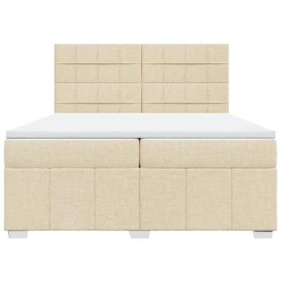 Boxspring met matras stof crèmekleurig 200x200 cm