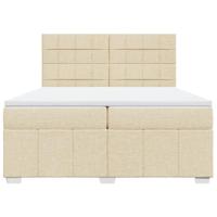 Boxspring met matras stof crèmekleurig 200x200 cm - thumbnail