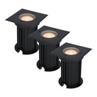 Set van 3 Ramsay LED Grondspots vierkant - Dimbaar - GU10 - 2700K warm wit - 4 Watt 345 lumen - Tuinspot - Zwart - IP67 waterdicht - Overrijdbaar voor de Oprit, Tuin en Terras - thumbnail