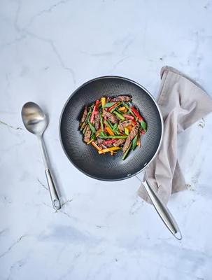 Wok - COSY & TRENDY - HEXAPRO - Roestvrij staal - Ø24 cm - Antiaanbaklaag - Geschikt voor alle kookplaten, inclusief inductie
