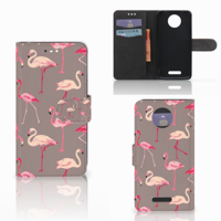Motorola Moto C Plus Telefoonhoesje met Pasjes Flamingo - thumbnail