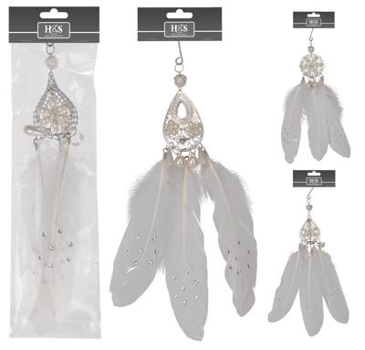5 stuks! Hangdecoratie met veer 5x26 cm - Nampook