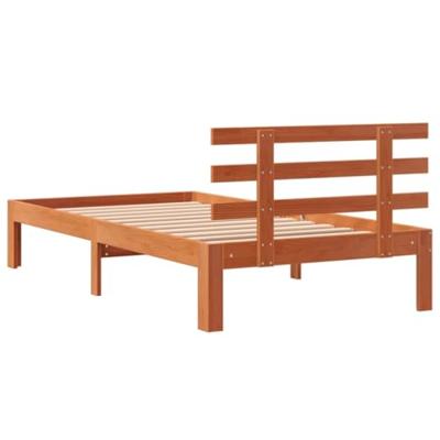 Bedframe zonder matras massief grenenhout wasbruin 75x190 cm