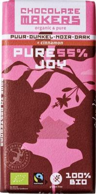 Chocolatemakers Pure joy 55% puur met kaneel bio 80 Gram