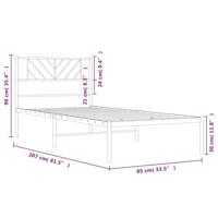 Bedframe met hoofdbord metaal wit 80x200 cm - thumbnail