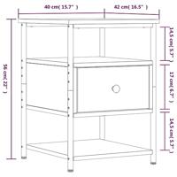 Nachtkastjes 2 st 40x42x56 cm bewerkt hout gerookt eikenkleurig - thumbnail