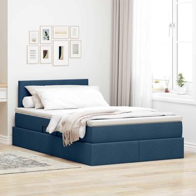 Opbergbed met matras met matras Blauw 120 x 200 cm Bewerkt hout